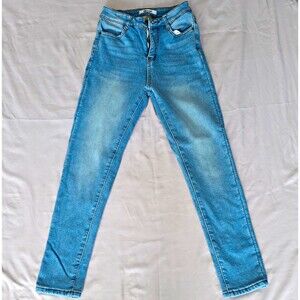 KDF Women’s Light Wash Blue Skinny Stretch Denim Jeans, 4-Pocket, Size 4